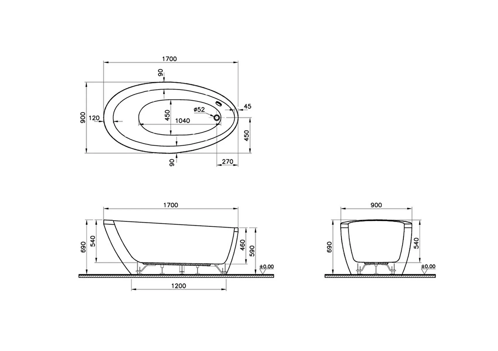 Silence Oval Küvet 54300007000